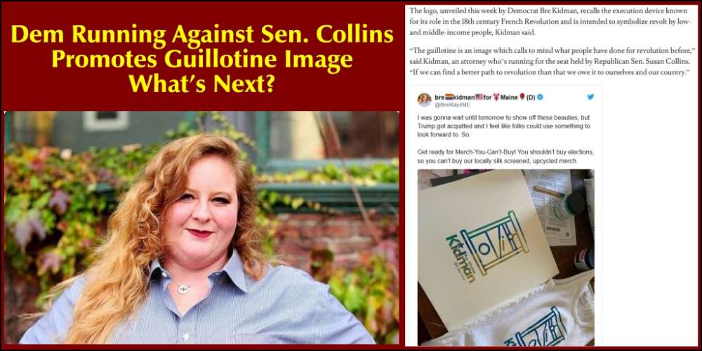Dem Running Against Sen. Collins Promotes Guillotine Image. What's Next?